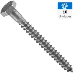 FIXSER - Tornillo Tirafondo Madera 2-1/2 " 1/4 " 10 unidad(es)