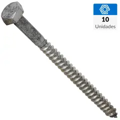 FIXSER - Tornillo Tirafondo Cabeza Hexagonal Madera 3-1/2 " 1/4 " 10 Unidades