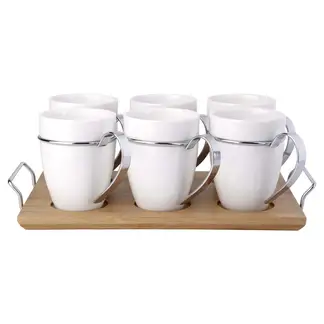 JUST HOME COLLECTION - Set 6 Tazas 240 ml Porcelana Blanco