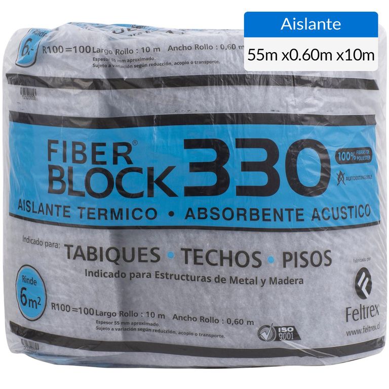 Aislante de Lana Poliéster 55 mm 0,60x10 m R100