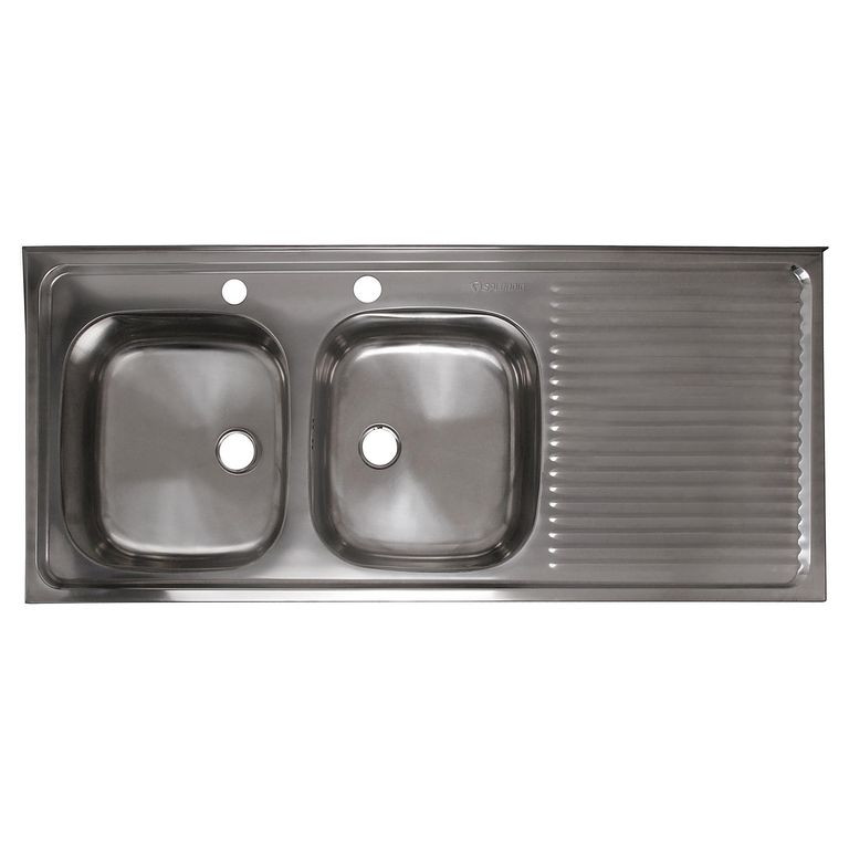 Lavaplatos Sobreponer Derecho 2 Cubeta(s) 50x14.6x120 cm Acero inoxidable