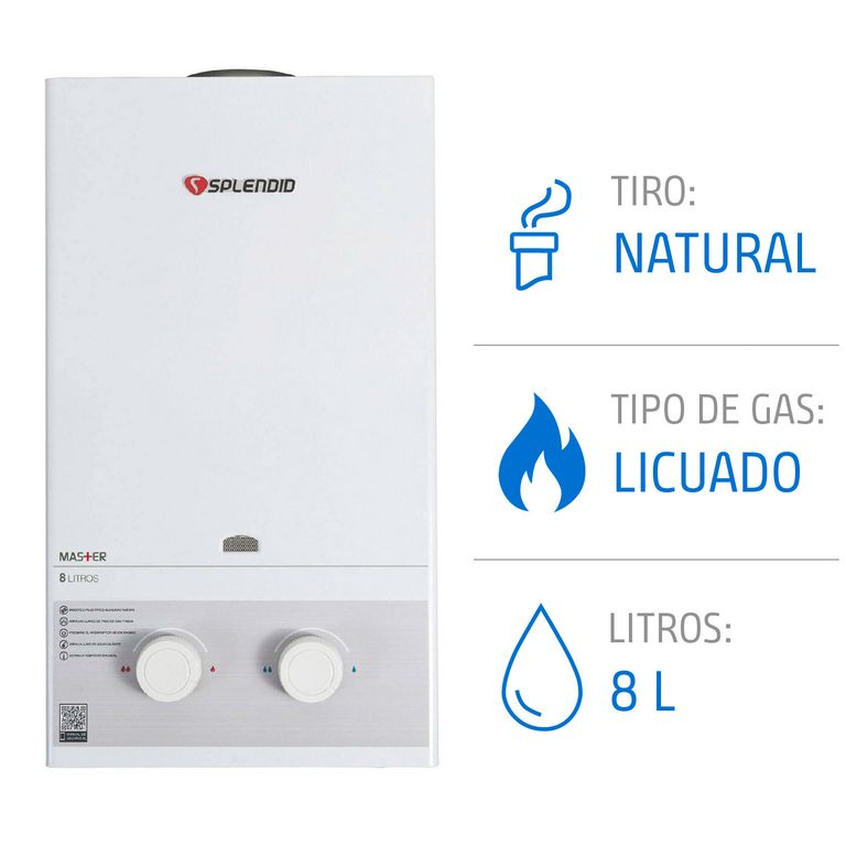 Calefont 8 Litros Gas Licuado Tiro Natural Ionizado