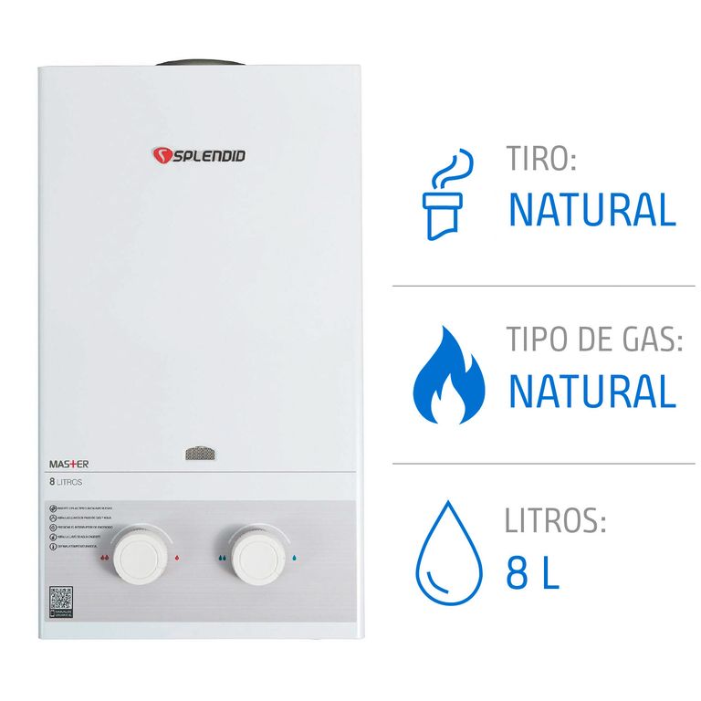 Calefont 8 Litros Gas Natural Tiro Natural Ionizado