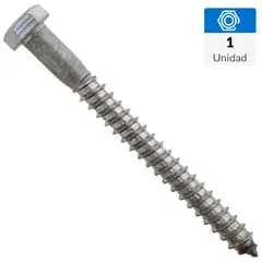 FIXSER - Tornillo Tirafondo Cabeza Hexagonal Madera 4 " 3/8 " 1 Unidades