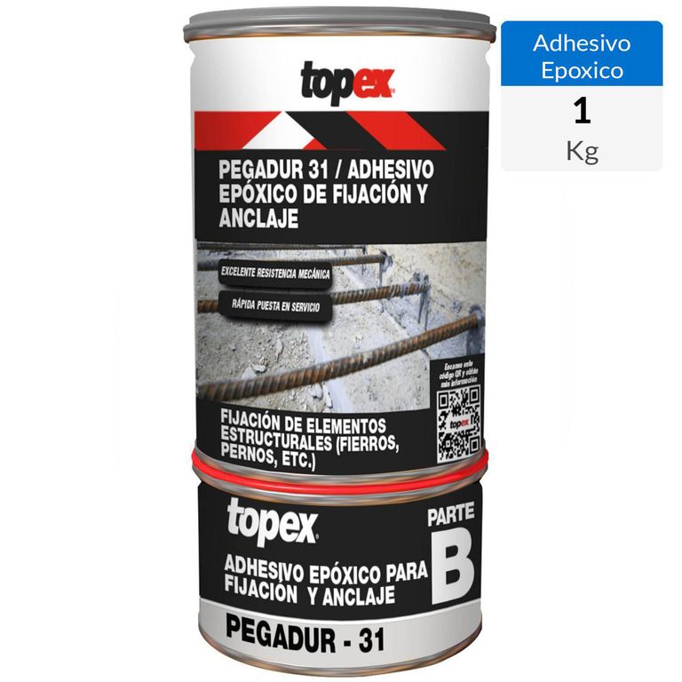 Juego (A+B) 1 kg Pegadur 31 Adhesivo epóxico para anclajes y uniones