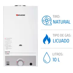 SPLENDID - Calefont Gas Licuado 10 Litros Tiro Natural Ionizado