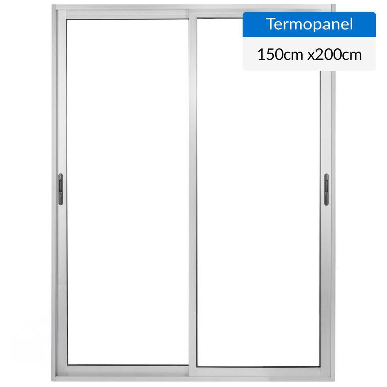 Ventana Aluminio Corredera 150x200 cm Vidrio Termopanel Mate