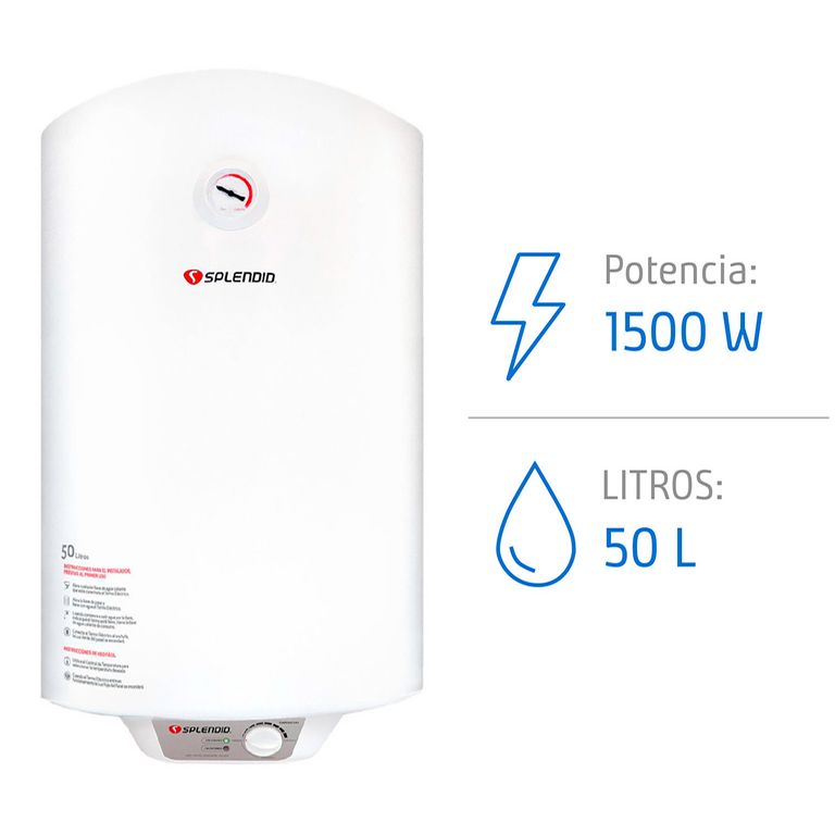 Termo Eléctrico 50 Litros 1500 W de Muro