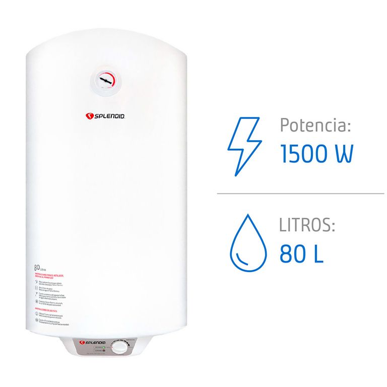 Termo Eléctrico 80 Litros 1500 W de Muro