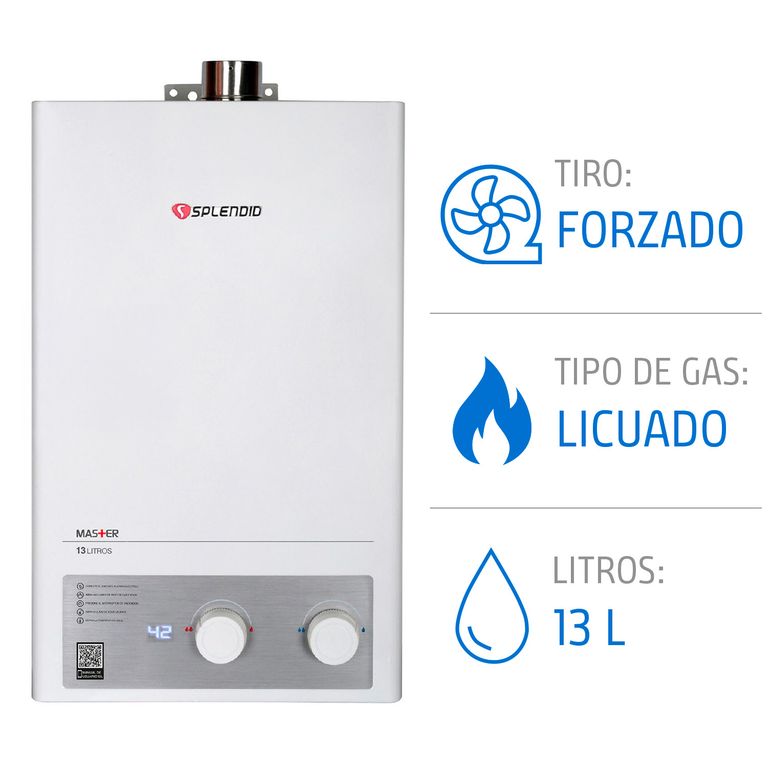Calefont 13 Litros Gas Licuado Tiro Forzado Ionizado