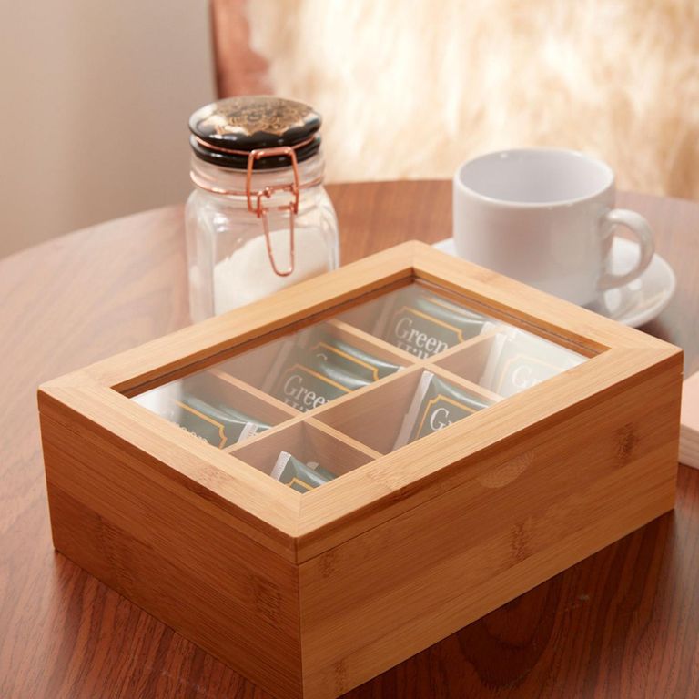 Caja para Té Bambú Rectangular 16x21 cm Café