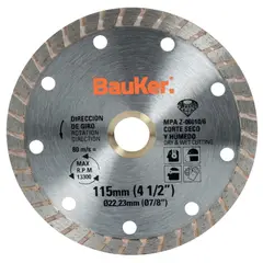 BAUKER - Disco de diamante 4,5" acero