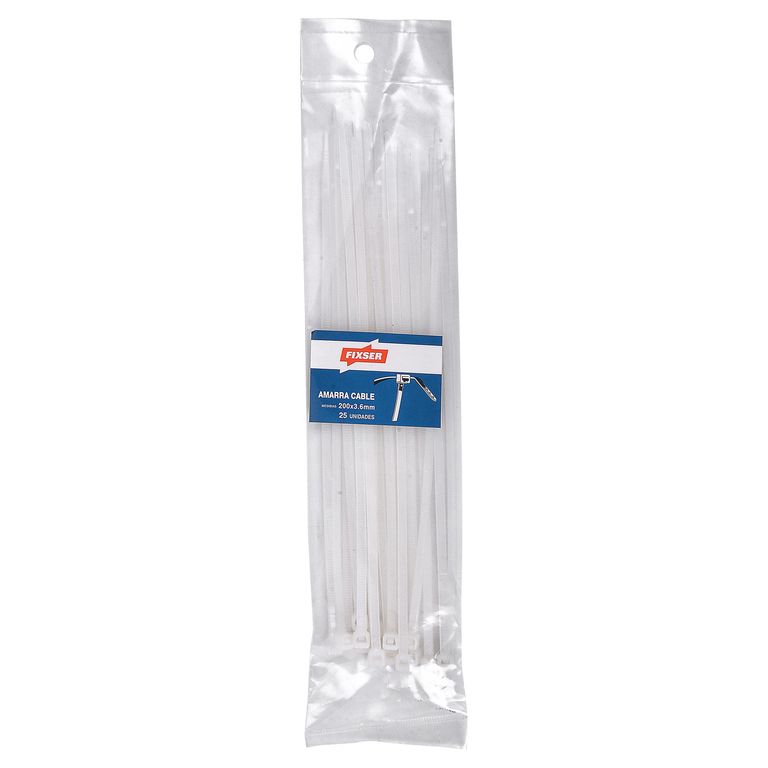 Amarra cables 3,6x200 mm 25 unidades Blanco