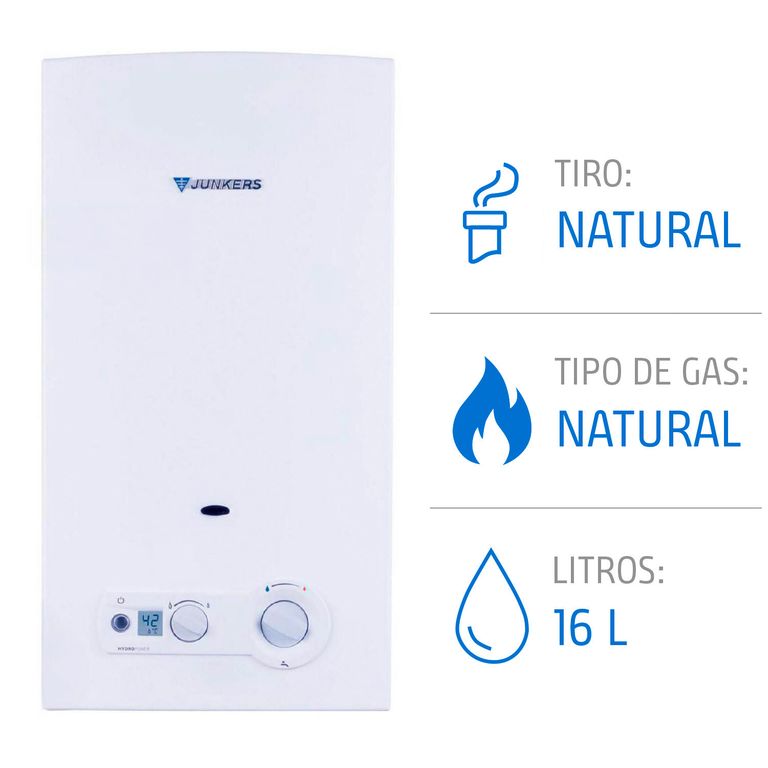 Calefont 16 Litros Gas Natural Tiro Natural Microturbina