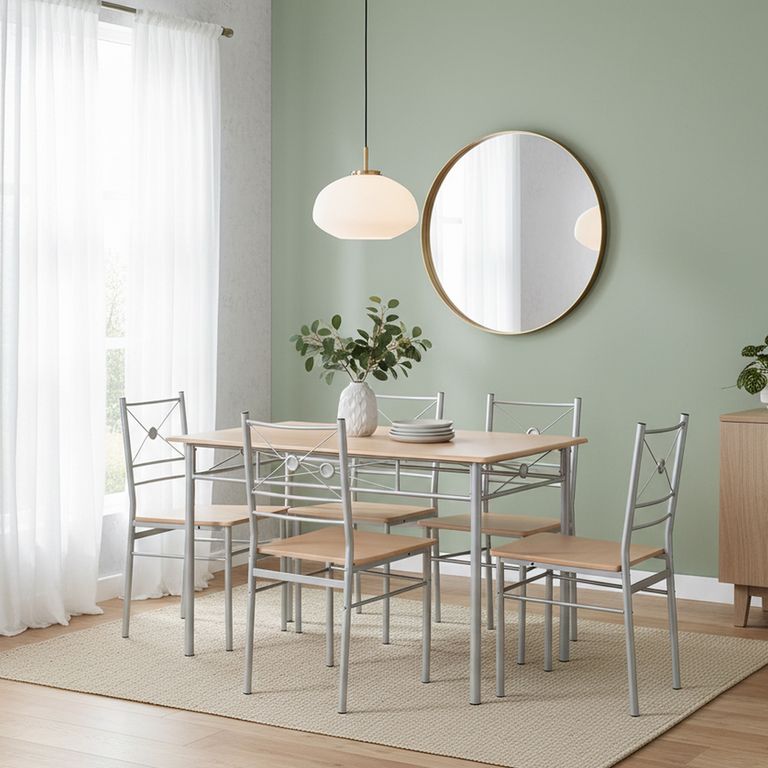 Juego de Comedor JX-18A210 4 Sillas Mesa Rectangular 70x76x110 cm Madera