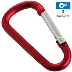 FIXSER - Mosquetón aluminio rojo 5 x 50mm 2 unidades