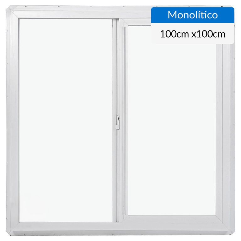 Ventana PVC 100x100 cm monolítico blanco corredera