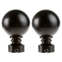 JUST HOME COLLECTION - Set de terminales para barra de cortina 19 mm 2 unidades negro