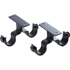 JUST HOME COLLECTION - Set de soportes para barra de cortina 28 mm 2 unidades negro