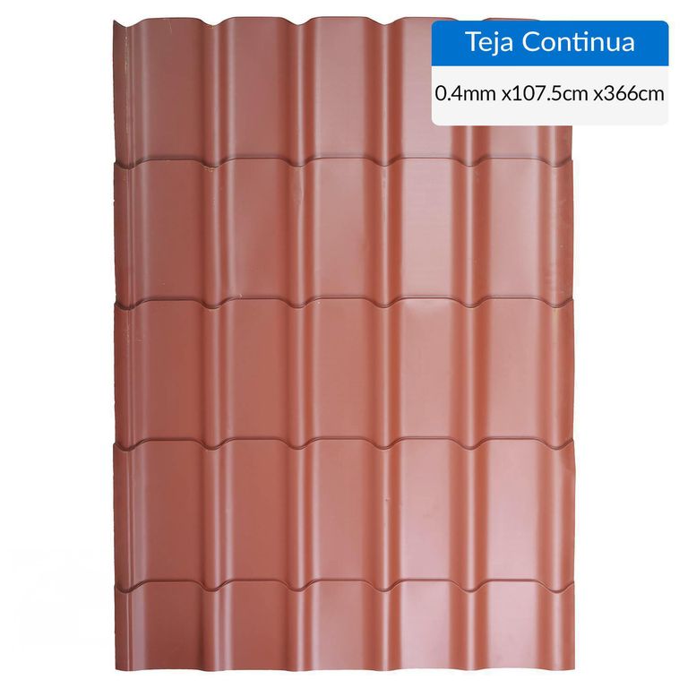 Teja continua curva Acero/Zinc 1.075x3.66 m 0.4 mm Terracota