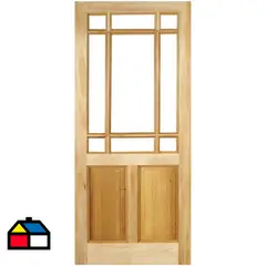 HOLZTEK - Puerta Vidriada Sin Vidrio Madera pino oregón 70x200 cm Rinihue 160 Natural