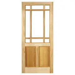 HOLZTEK - Puerta Vidriada Sin Vidrio Madera pino oregón 80x210 cm Rinihue 160 Natural