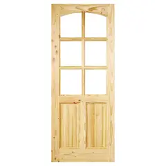 HOLZTEK - Puerta Vidriada Sin Vidrio Madera pino oregón 80x200 cm Rinihue 161 Natural