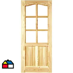 HOLZTEK - Puerta Vidriada Sin Vidrio Madera pino oregón 75x200 cm Rinihue 163 Natural
