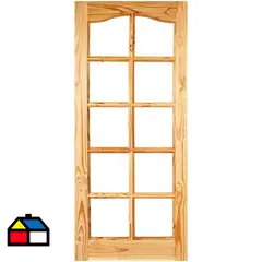HOLZTEK - Puerta Vidriada Sin Vidrio Madera pino oregón 80x210 cm Rinihue 165 Natural