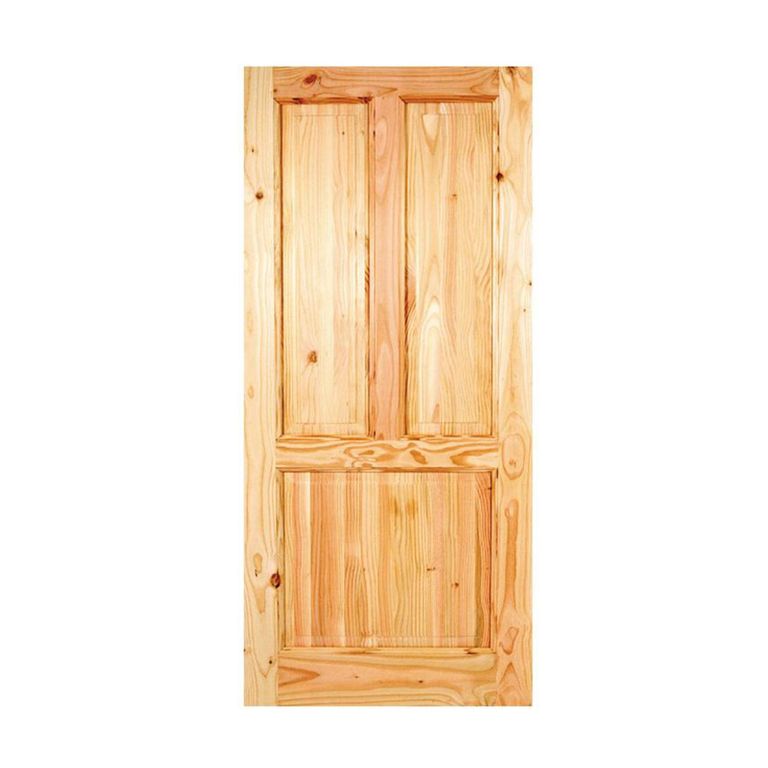 Puerta Exterior Madera pino oregón 80x200 cm Modelo 110 Natural