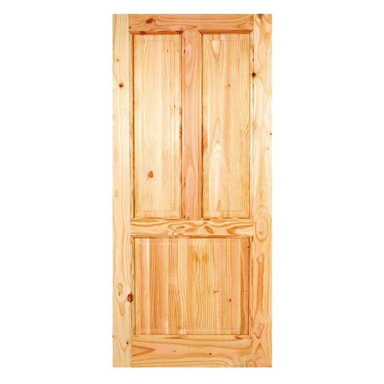 Puerta Exterior Madera pino oregón 80x200 cm Modelo 110 Natural