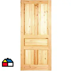 HOLZTEK - Puerta Exterior Madera pino oregón 95x200 cm Ranco 130 Natural