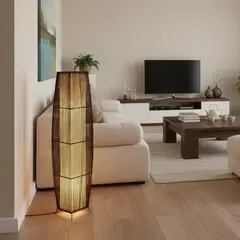 JUST HOME COLLECTION - Lámpara de Pie Bambu Café 25x116 cm