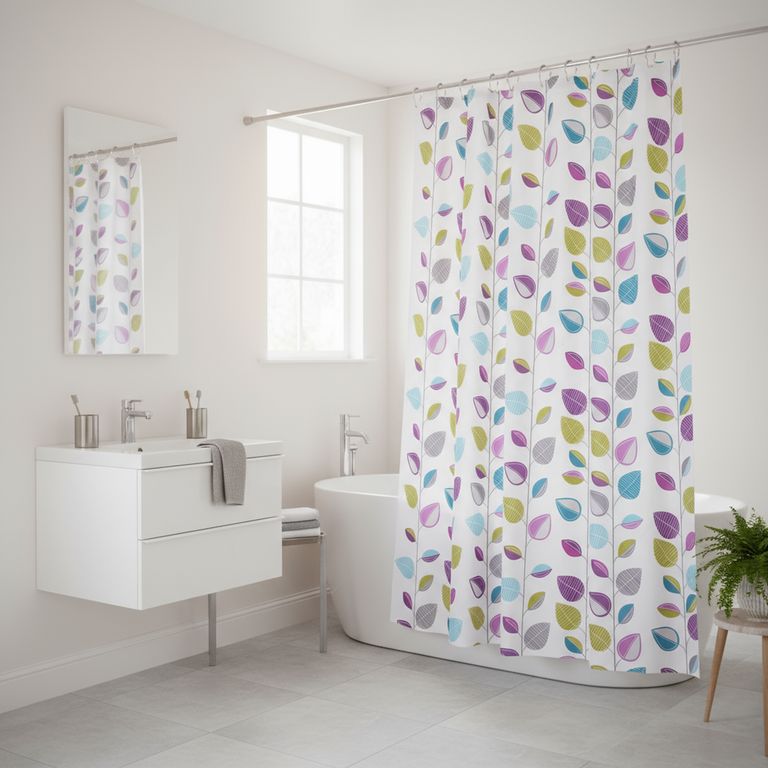 Cortina de baño Hojas poliéster 180x178 cm