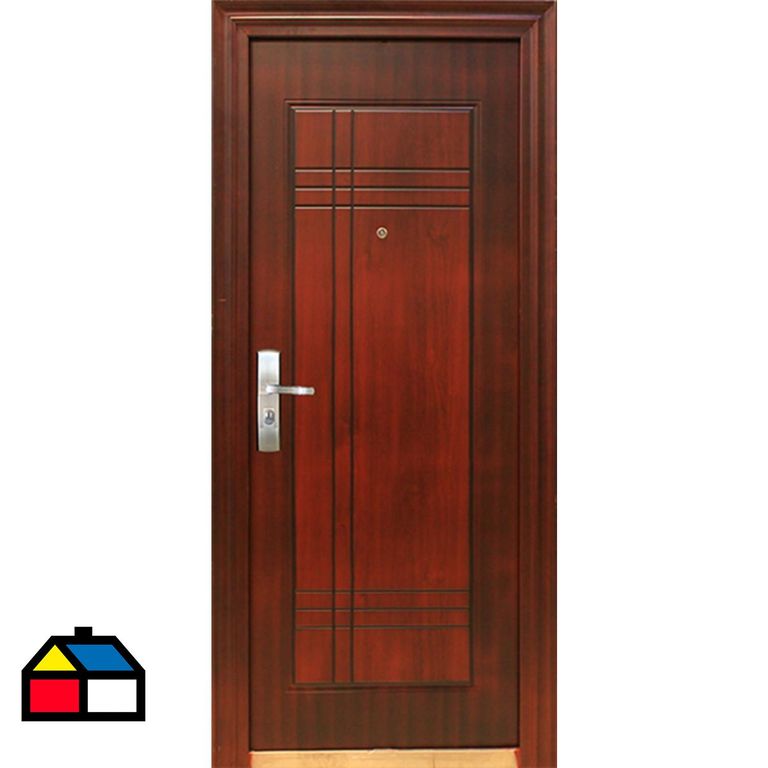 Puerta Exterior Acero 86x205 cm Seguridad Izquierda Café