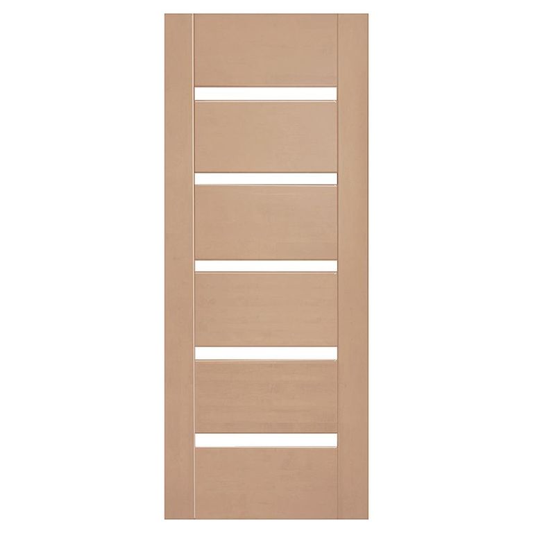 Puerta 6 Paneles con Vidrio Madera de lenga Moderna Piamont Natural