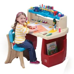 STEP 2 - Mesa de trabajo Infantil 86.3x51x80 cm Beige/Rojo Desde 3 años