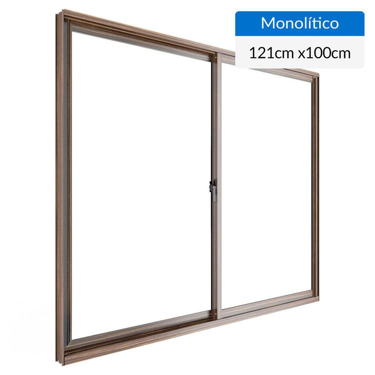 Ventana aluminio 121x100 cm monolítico madera corredera