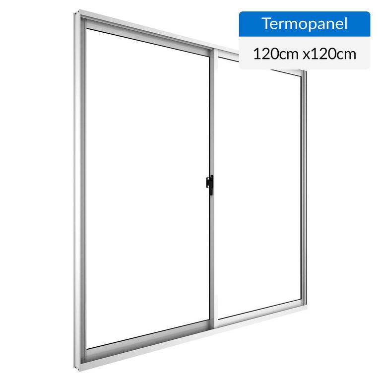 Ventana Aluminio Corredera 120x120 cm Vidrio Termopanel Blanco