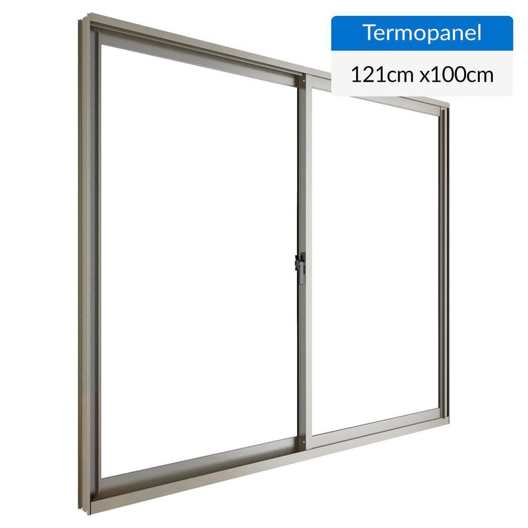 Ventana termopanel aluminio 121x100 cm titanio corredera