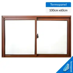 WINTEC - Ventana termopanel aluminio 100x60 cm madera corredera