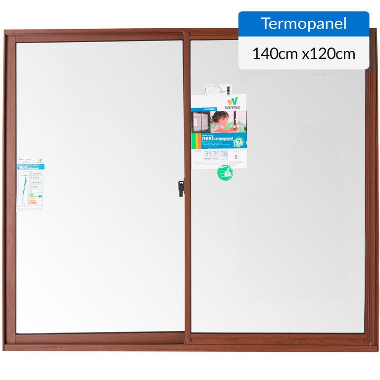 Ventana termopanel aluminio 140x120 cm madera corredera