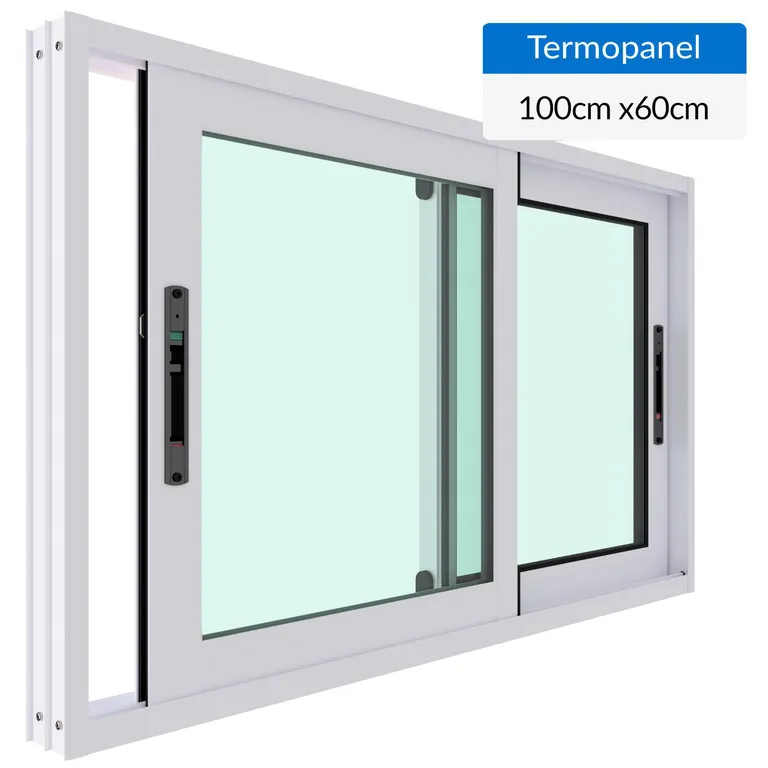 Ventana termopanel aluminio 100x60 cm blanco corredera