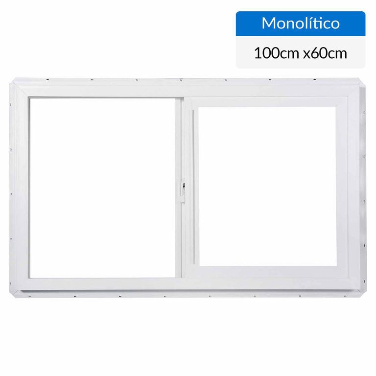 Ventana PVC 100x60 cm monolítico blanco corredera