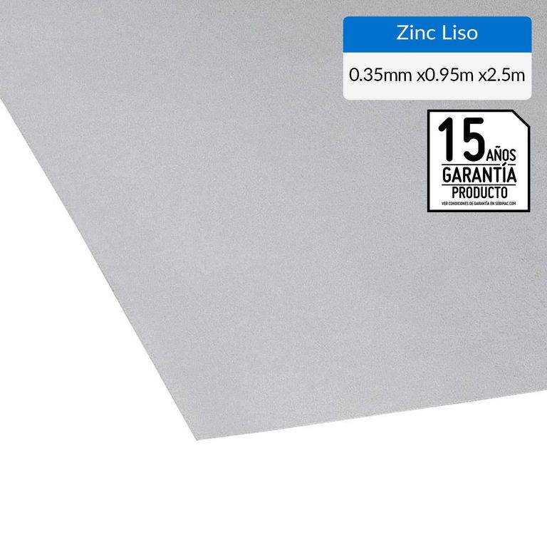 Plancha Zinc Liso 0.35 mm 95x250 cm Gris AZM150