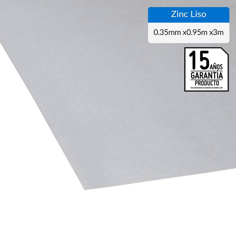 Plancha Zinc Liso 0.35 mm 95x300 cm Gris AZM150