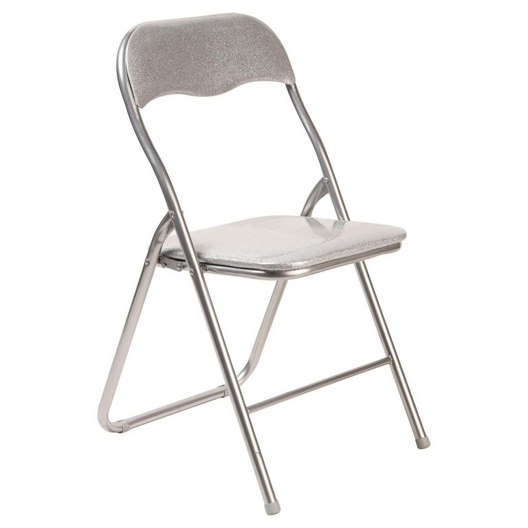 Silla Plegable Portatil Brillante Gris 80x44x48 cm
