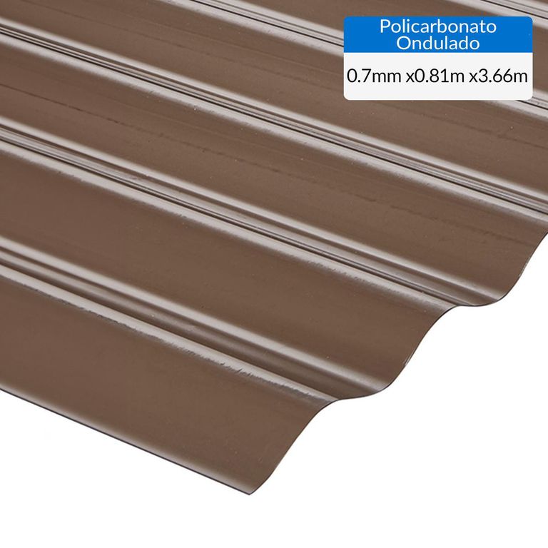 Plancha Policarbonato Ondulada 0.7 mm 81x366 cm Bronce