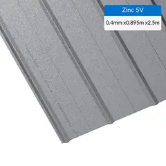 BOLKOW - Plancha Recubrimiento AZM150 Zinc 5V 0.4 mm 89.5x250 cm Gris