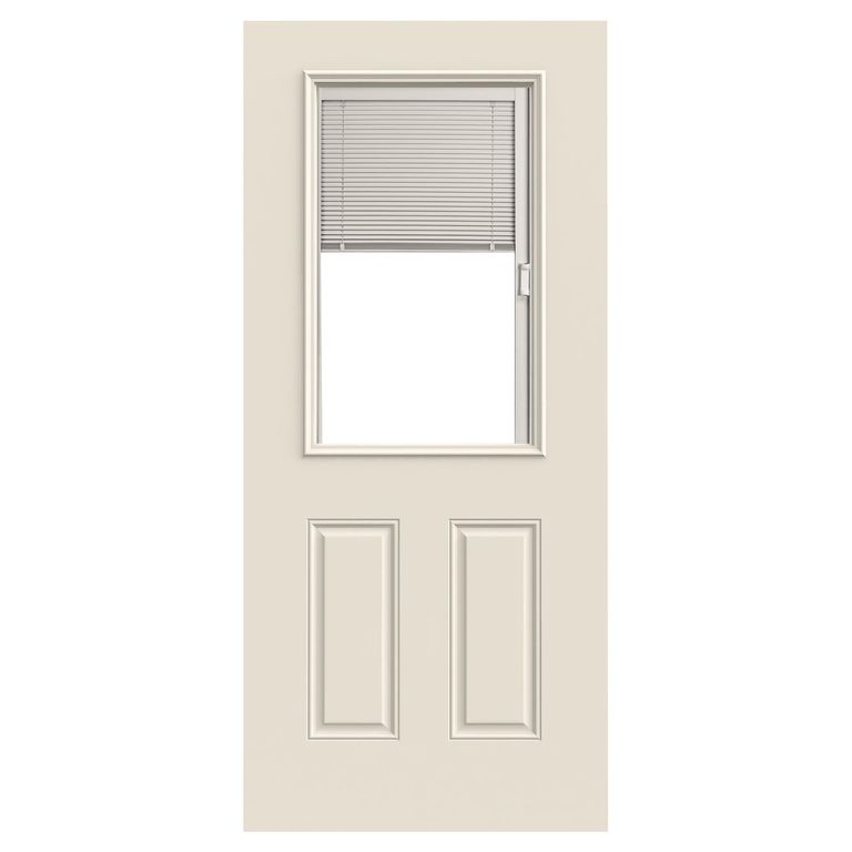 Puerta con Vidrio Termopanel Acero x Medio Cuerpo con Persiana Blanco